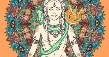 Ilustração de Shiva sorrindo com os olhos fechados