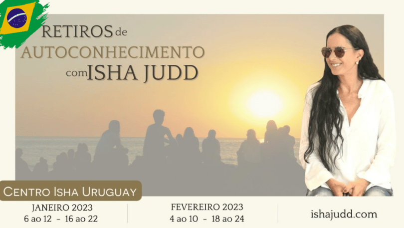 Banner com informações sobre o Retiro de Verão com Isha Judd.