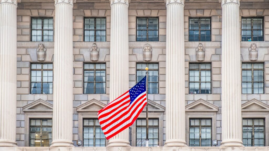 Imagem do prédio onde funciona o Departamento de Eficiência Governamental  em Washington DC - Estados Unidos.
